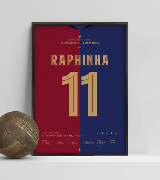 Raphinha’s Hat-Trick Seals Victory Against Bayern Munich (Jersey ver.)