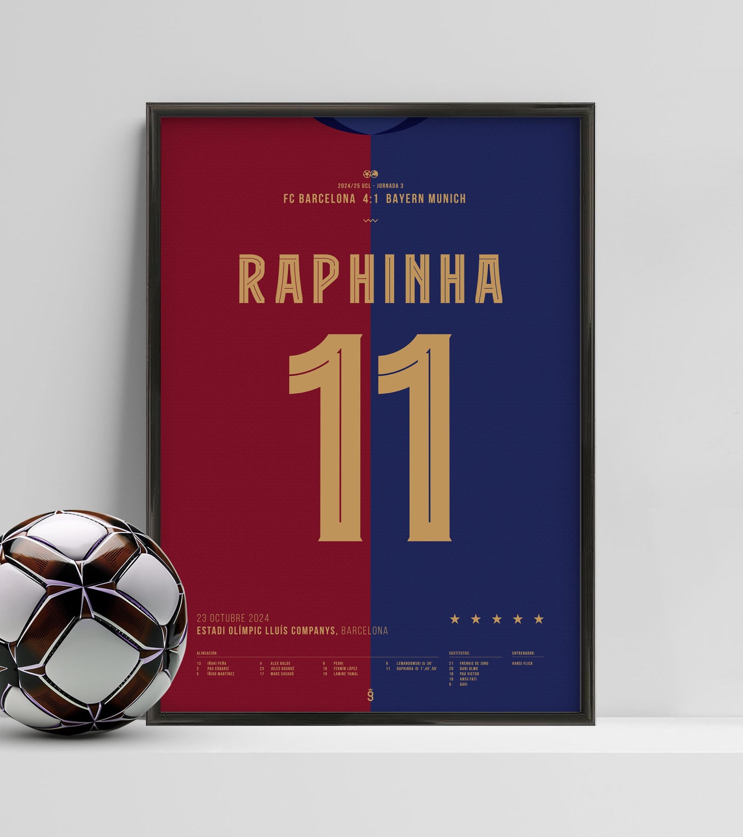 Raphinha’s Hat-Trick Seals Victory Against Bayern Munich (Jersey ver.)