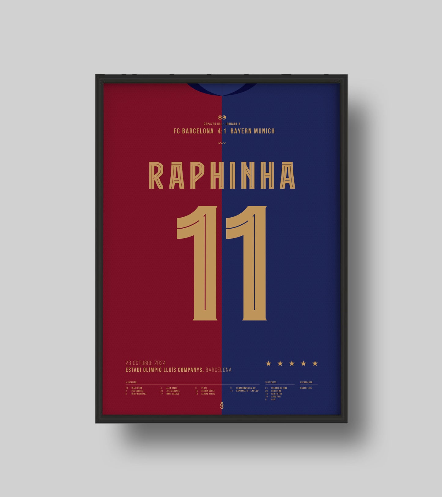 Raphinha’s Hat-Trick Seals Victory Against Bayern Munich (Jersey ver.)